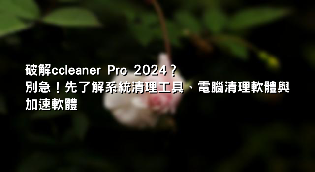 破解ccleaner Pro 2024？別急！先了解系統清理工具、電腦清理軟體與加速軟體